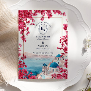 Convites Casamento Costeiro de Flor Rosa-Rosa-Mediterrâneo