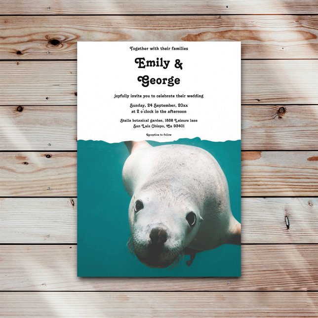 Convites Casamento Costeiro do Leão de Leão Submarino de ma (Criador carregado)