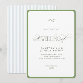 Convites Casamento Costeiro em Tons de Verde e Azul Elegant