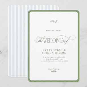 Convites Casamento Costeiro em Tons de Verde e Azul Elegant