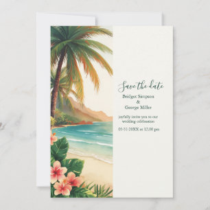 Convites casamento costeiro tropical havaiano aloha