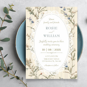 Convites Casamento cottagecore com flores silvestres vintag
