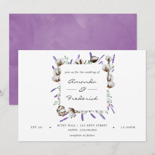Convites Casamento Country Algodão Lavanda Aquarela