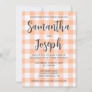 Convites Casamento Country com Ginga de Pêssego e Branco