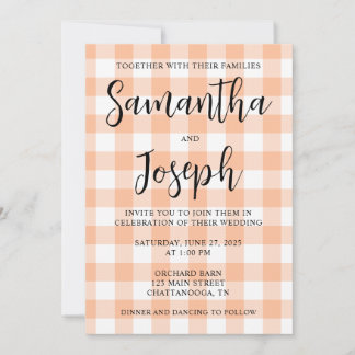 Convites Casamento Country com Ginga de Pêssego e Branco