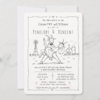 Convites Casamento Country Dancing Goats