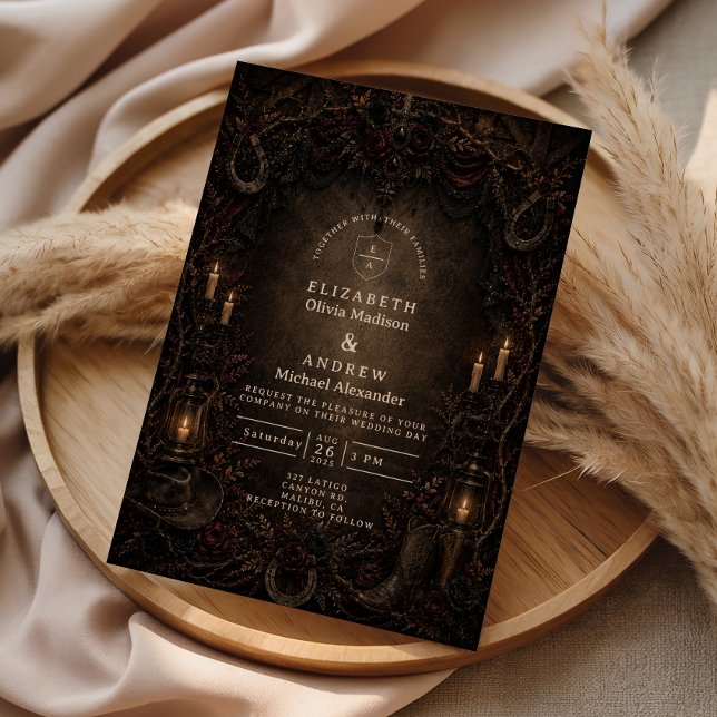 Convites Casamento Country Goth Ocidental (Criador carregado)