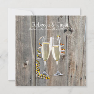 Convites casamento country ocidental champanhe madeira cele