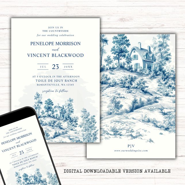 Convites Casamento Countryside Toile de Jouy (Criador carregado)