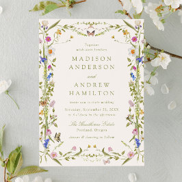 Convites Casamento Creme de Prado de Flores Silvestres Colo