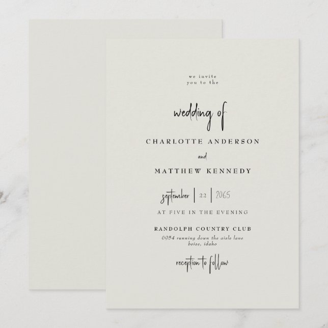 Convites Casamento Creme Fiel para Sempre (Frente/Verso)