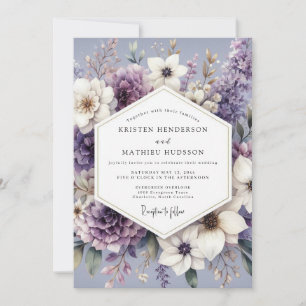 Convites Casamento Crepuscular Floral de Lavanda