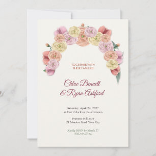 Convites Casamento Crescente de Primavera com Ranúnculo e T