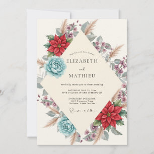 Convites Casamento Crimson Aqua Dahlia