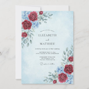 Convites Casamento Crimson Azure Bloom