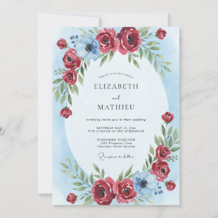 Convites Casamento Crimson Azure Ranunculus Eucalipto