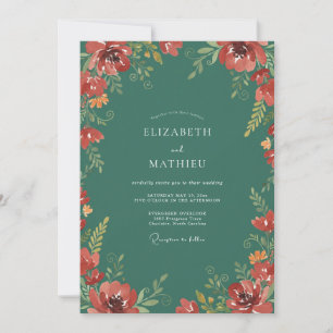 Convites Casamento Crimson Jade Wildflower