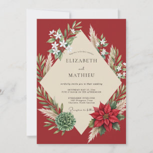 Convites Casamento Crimson Poinsettia Winter Sage