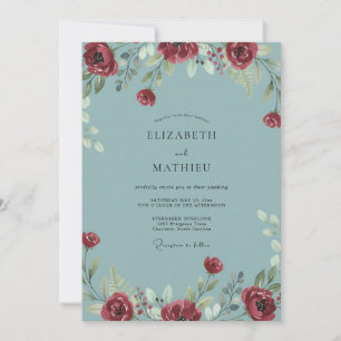 Convites Casamento Crimson Slate Ranunculus Poeira Eucalipt