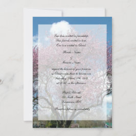 Convites Casamento cristão, árvore florida de cerejeira