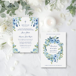 Convites Casamento Cristão Azul-Dusty Floral Elegante