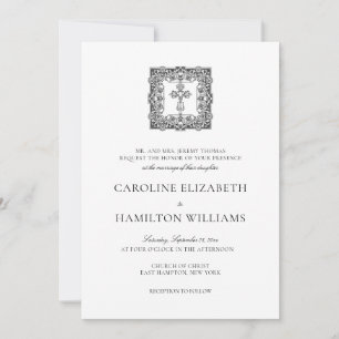 Convites Casamento Cristão Caroline Simple Black Script
