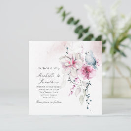 Convites Casamento Cristão da Vaca Branca Floral de Cinza R