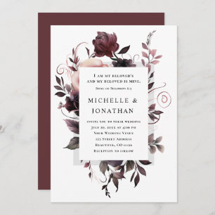 Convites Casamento Cristão de Bíblia Floral de Cinzas Roxas