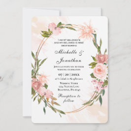 Convites Casamento Cristão de Frame Dourado dos Rosas Blush