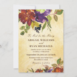 Convites Casamento Cristão de Laranja Queimado de Outono