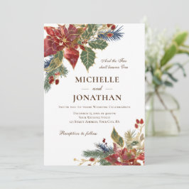 Convites Casamento Cristão de Natal Vermelho Elegante