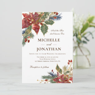 Convites Casamento Cristão de Natal Vermelho Elegante