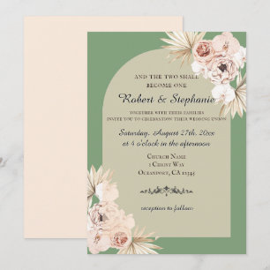 Convites Casamento Cristão Elegante Boho Primavera Peony
