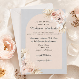 Convites Casamento Cristão Elegante Boho Primavera Peony
