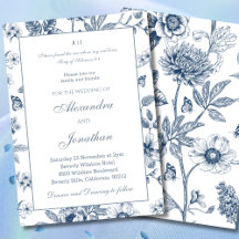 Casamento Cristão Floral Azul Chinoiserie