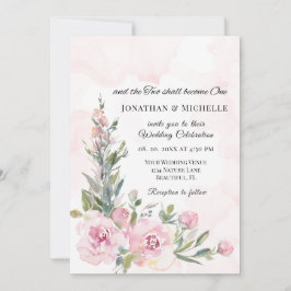 Convites Casamento Cristão Floral Rosa-Rosa-Esmagador