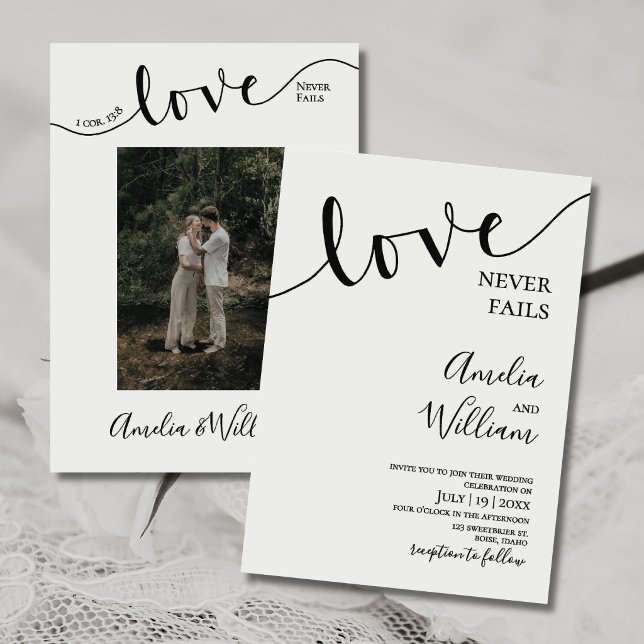 Convites Casamento, Cristão, Simples, Elegante, Tipografia, (Criador carregado)