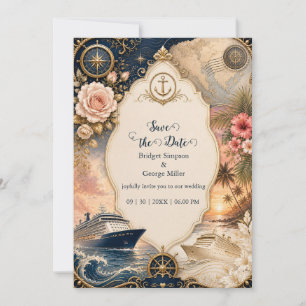 Convites Casamento Cruzeiro Náutico Romântico Floral Viagem