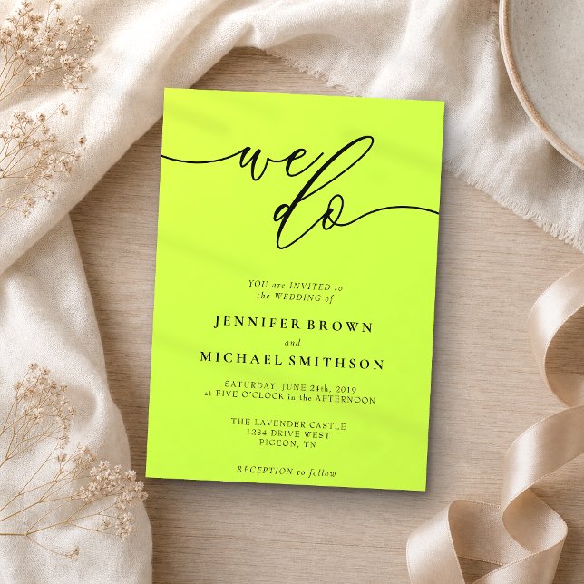 Convites Casamento Cyber Lime Jet Black Signature We Do Typ (Criador carregado)