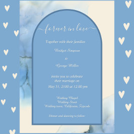 Convites casamento da abstrato azul romântica