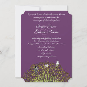 Convites Casamento da Árvore Redemoinho Roxo e Verde do Pás