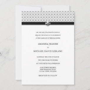 Convites Casamento da Cinza Negra Fleur de Lis Pattern