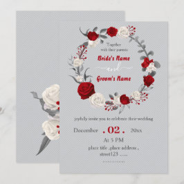 Convites casamento da coroa botânica com flores vermelhas e