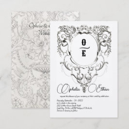 Convites Casamento da crista do Monograma Vitoriano