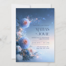 Convites Casamento da Dália Azul Brilhante