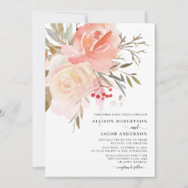 Convites Casamento Da Flor Rosa Com Blush Por Aquarela Chic