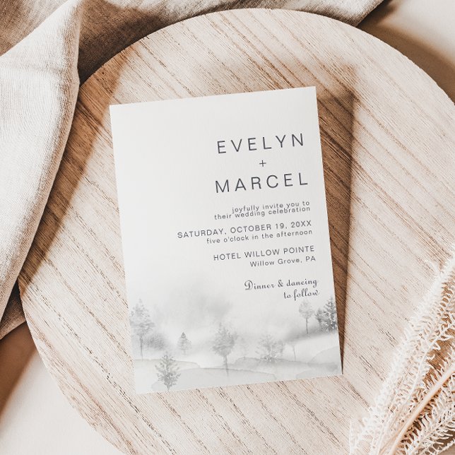 Convites Casamento da Floresta da Montanha de inverno (Criador carregado)