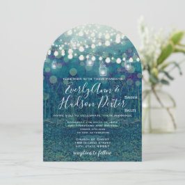 Convites Casamento da Floresta das Luzes Leiteiras Azuis