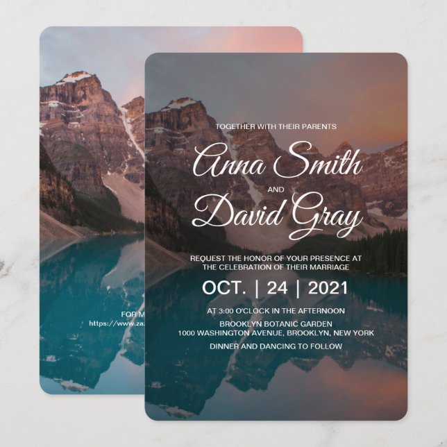 Convites Casamento da Floresta de Montanhas Russas (Frente/Verso)