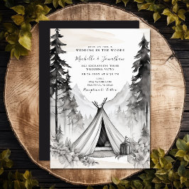 Convites Casamento da Floresta Montanha em Campanha Rustic